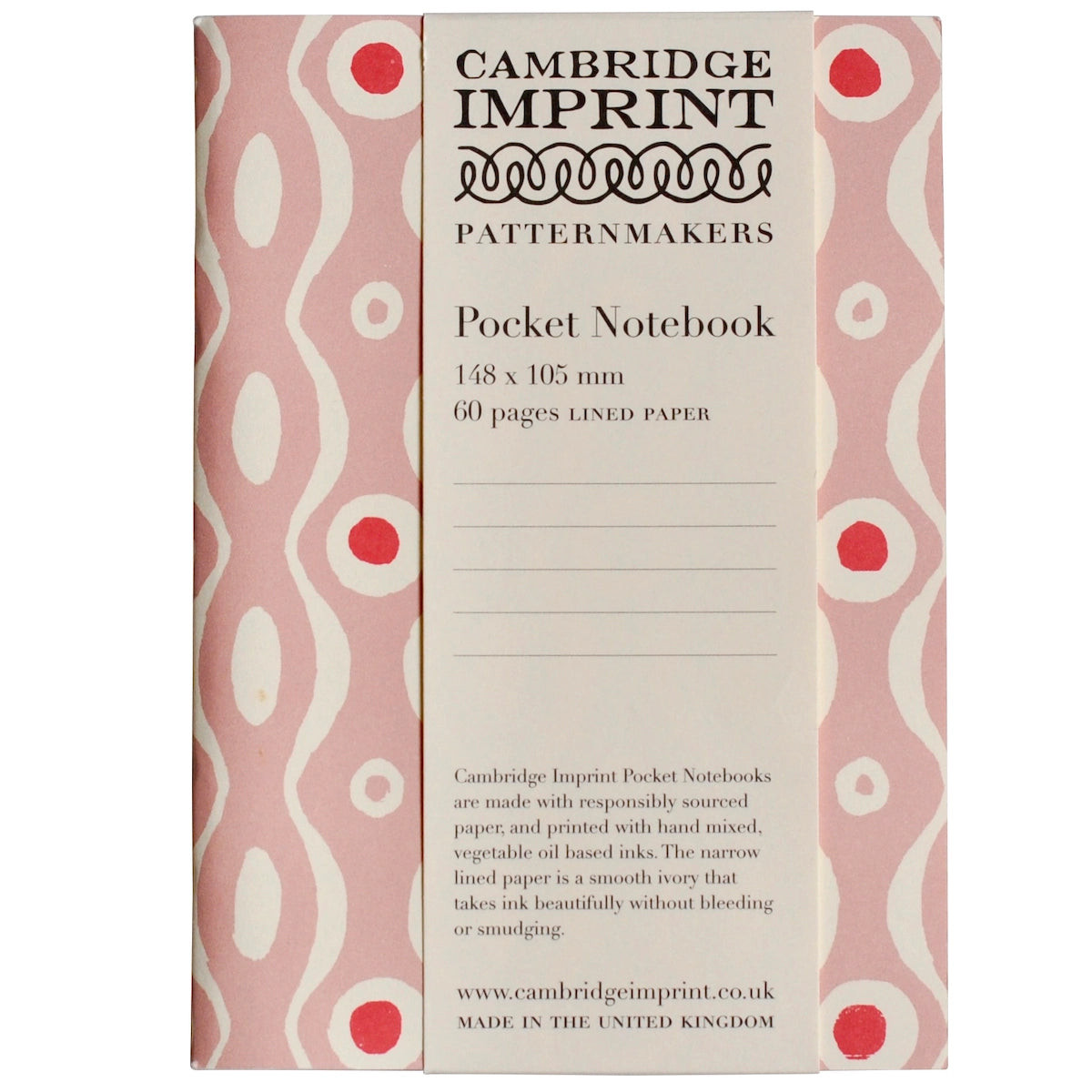 Pocket Notebook Persephone Pale Pink and Raspberry