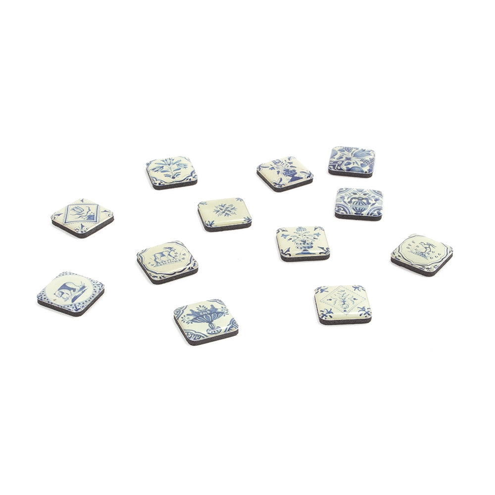 Fridge Magnet Set - Delft Blue Tiles - 12 Pcs