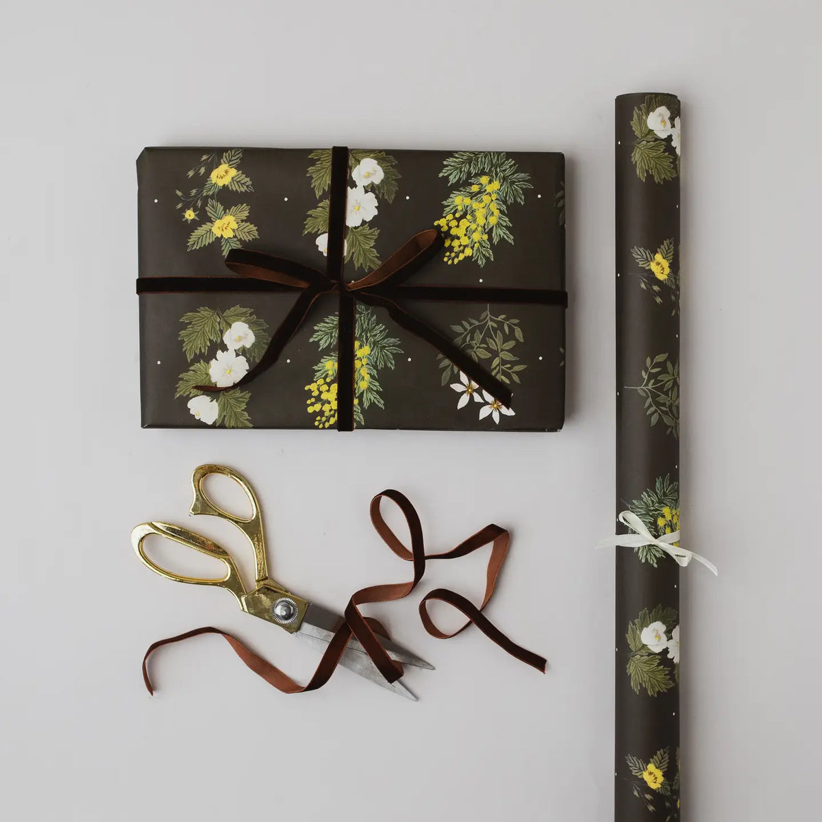 Khaki Four Floral Luxury Gift Wrap Christmas Holiday Papers