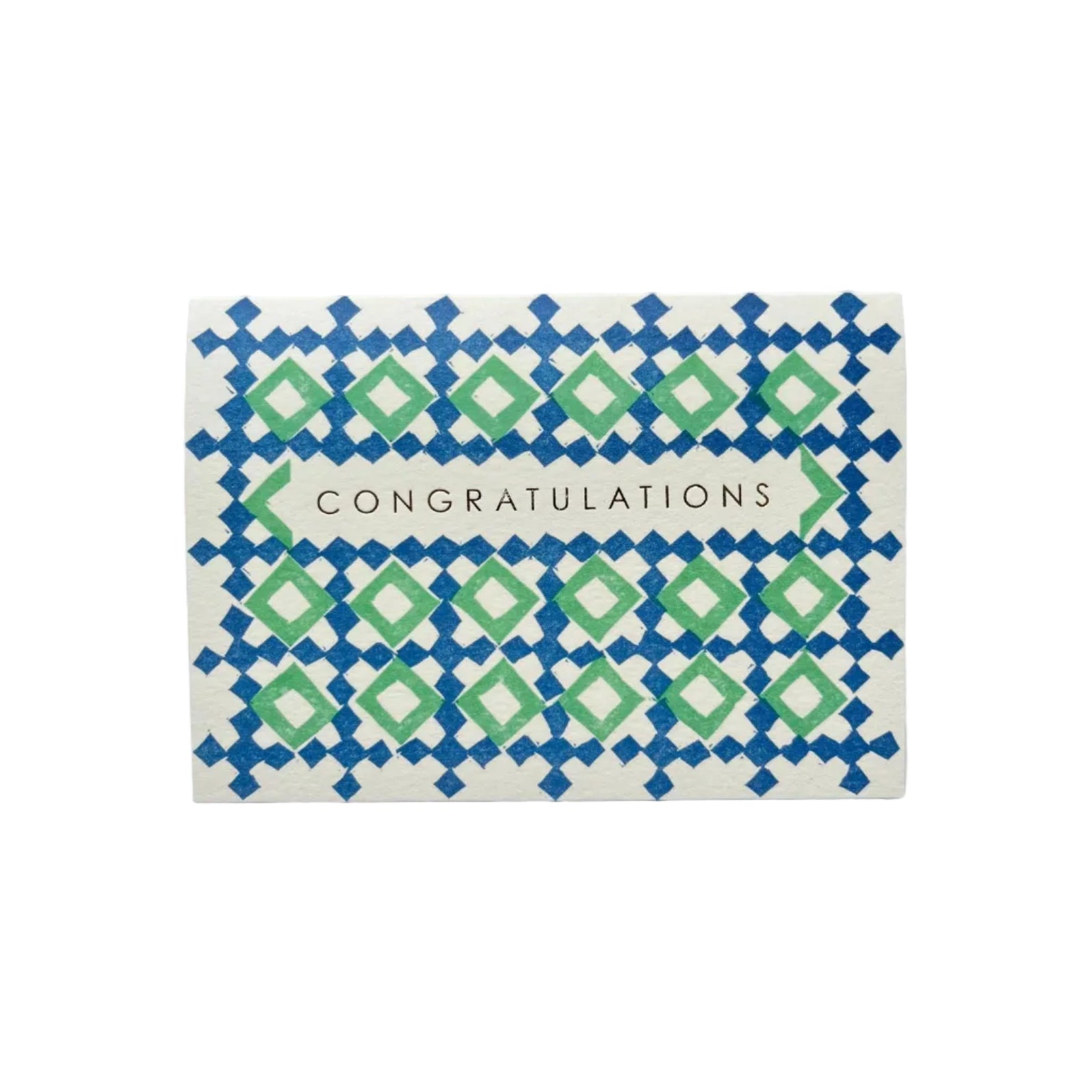 Congratulations Lattice Pattern Card in Blue and Green