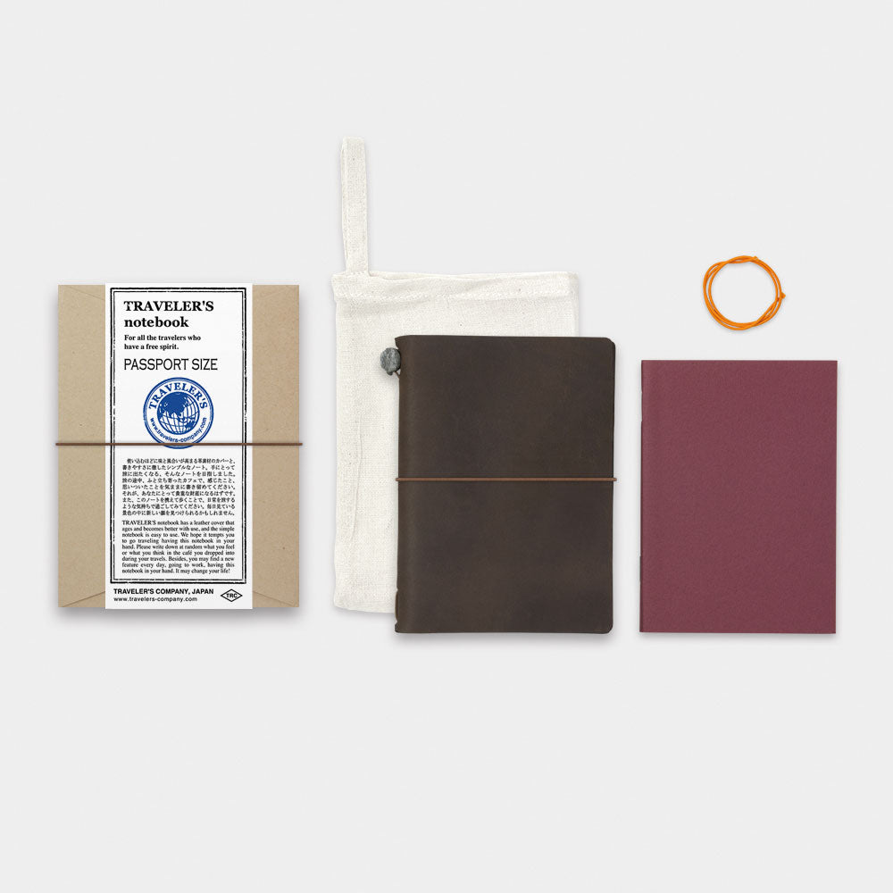 Traveler's Notebook Leather Cover Starter Kit - Brown - Passport Size