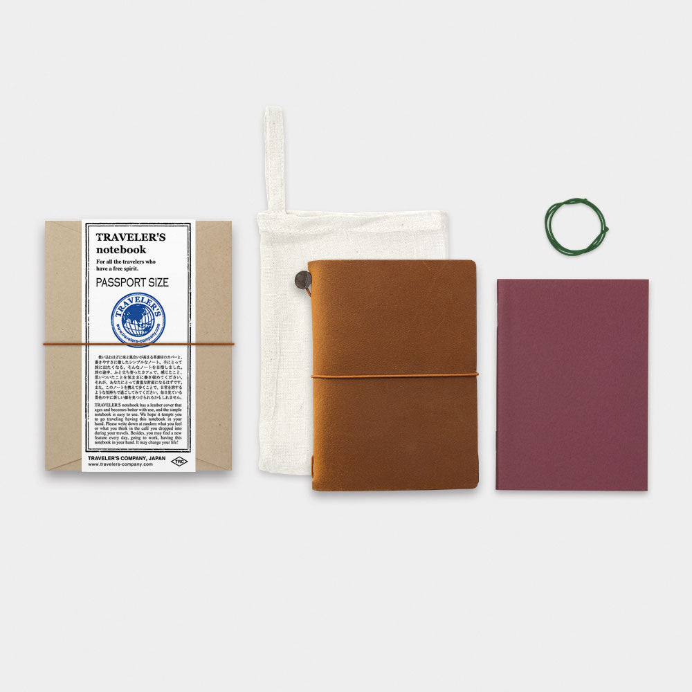 Traveler's Notebook Leather Cover Starter Kit - Camel - Passport Size