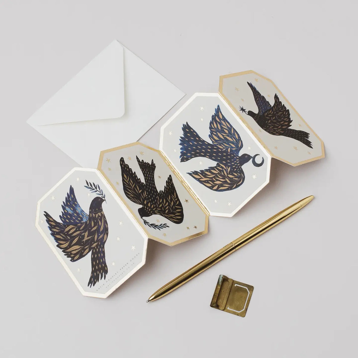 Dove Concertina Christmas Holiday Star Die Cut Mini Card