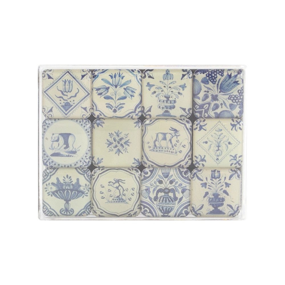 Fridge Magnet Set - Delft Blue Tiles - 12 Pcs