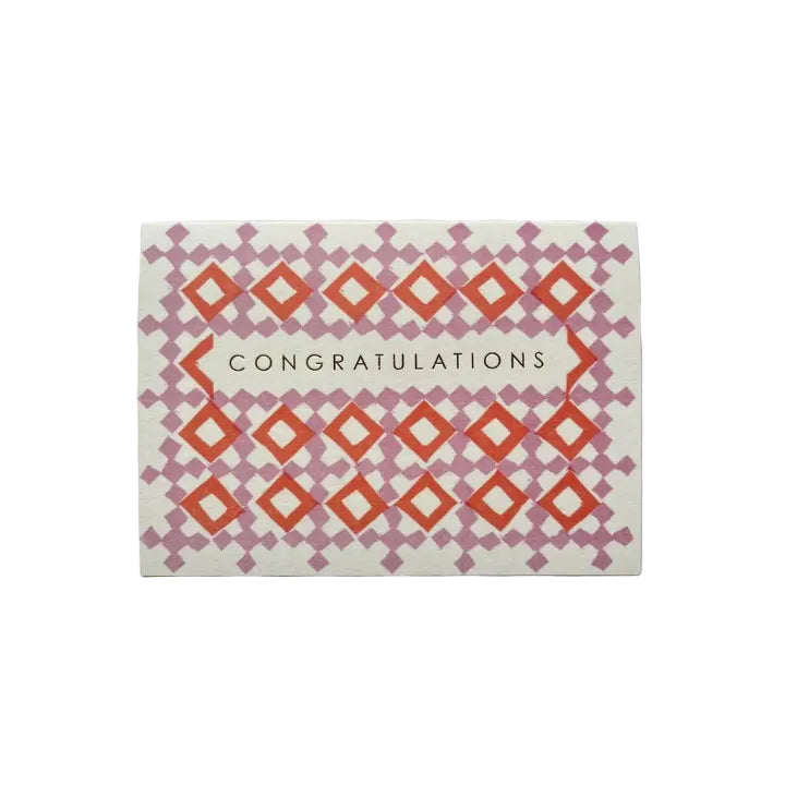 Congratulations Lattice Pattern Card in Ppl and Orange