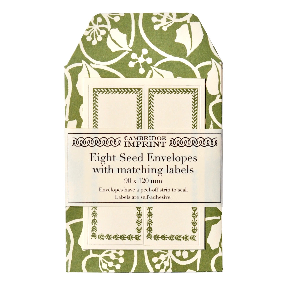 Seed Envelopes in Small Ivy Stripe Sage Green with Labels