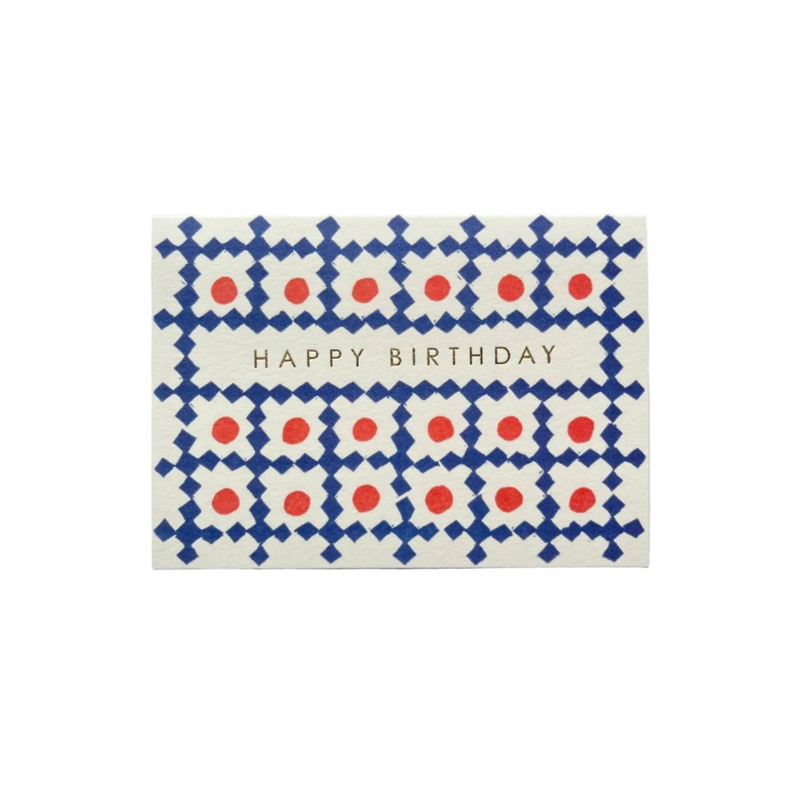 Happy Birthday Lattice Pattern Card in Blue and Orange