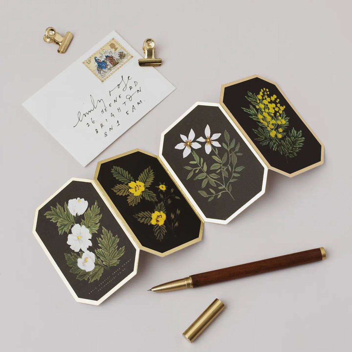 Khaki Floral Concertina Botanical Flower Die Cut Mini