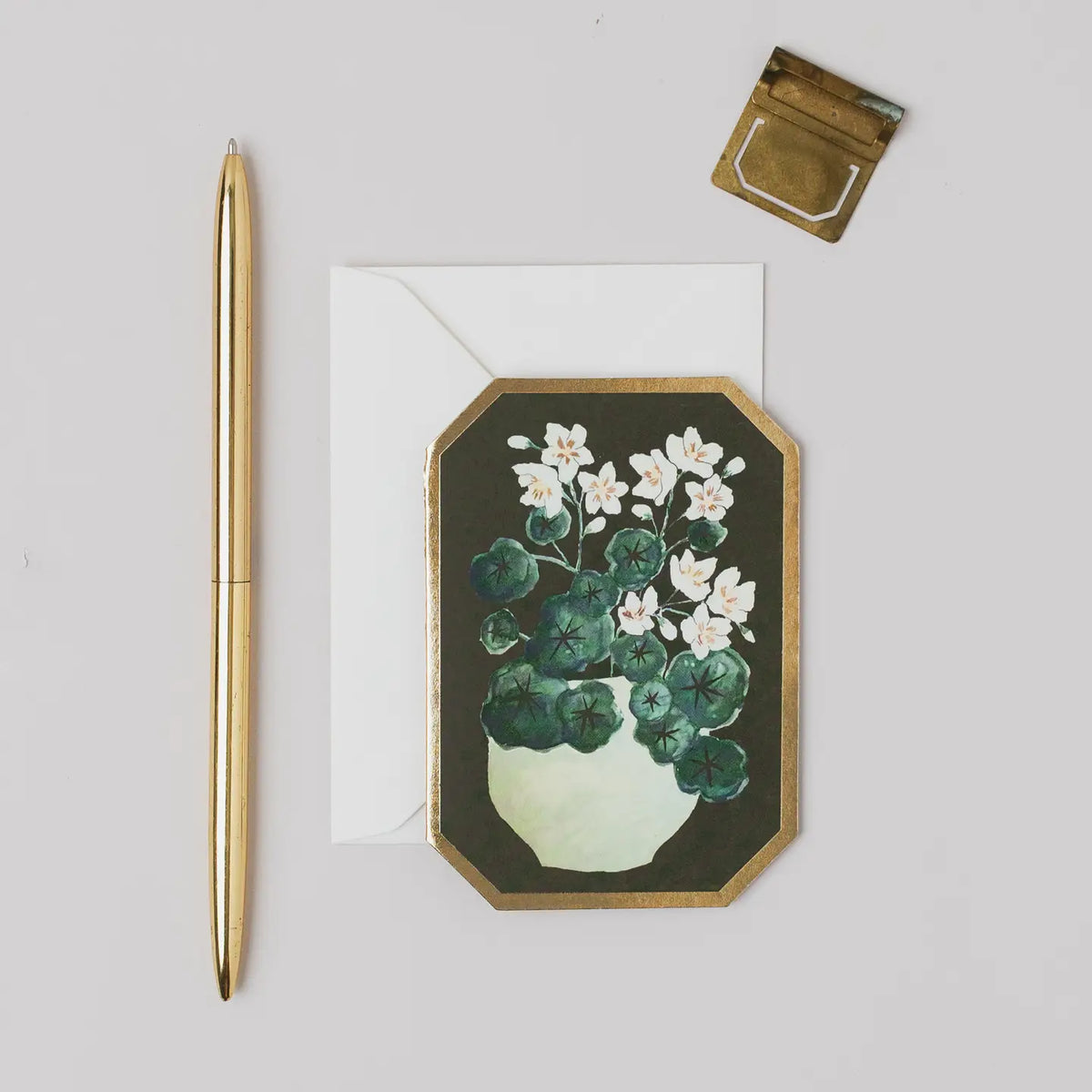 Nasturtium Botanical Die Cut Mini Floral Card