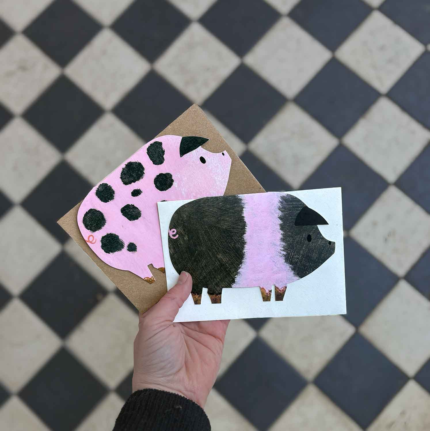 Striped Pig Birthday Card
