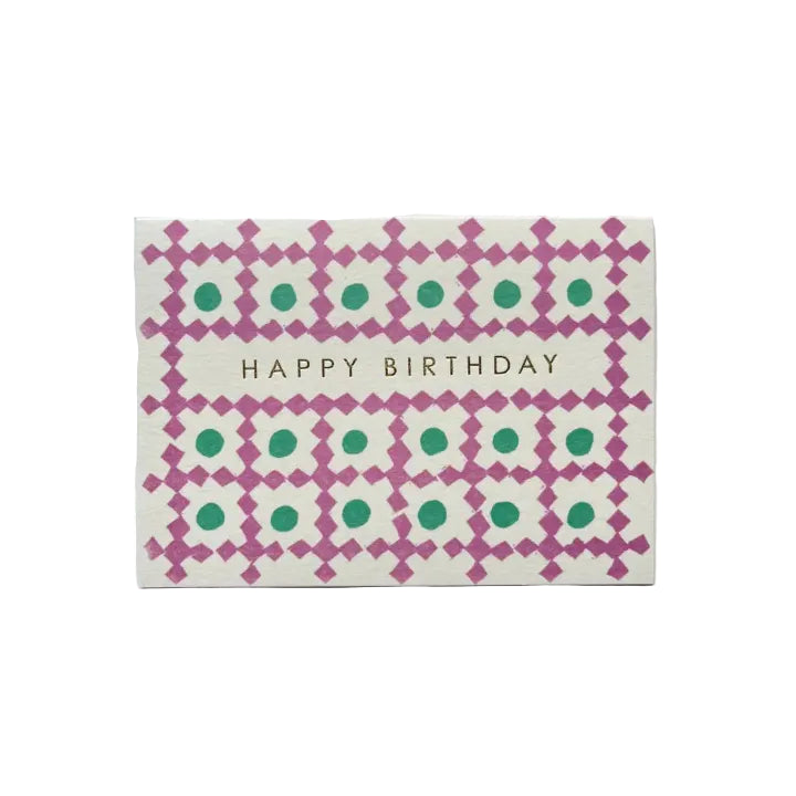 Happy Birthday Lattice Pattern Card in Ppl and Green