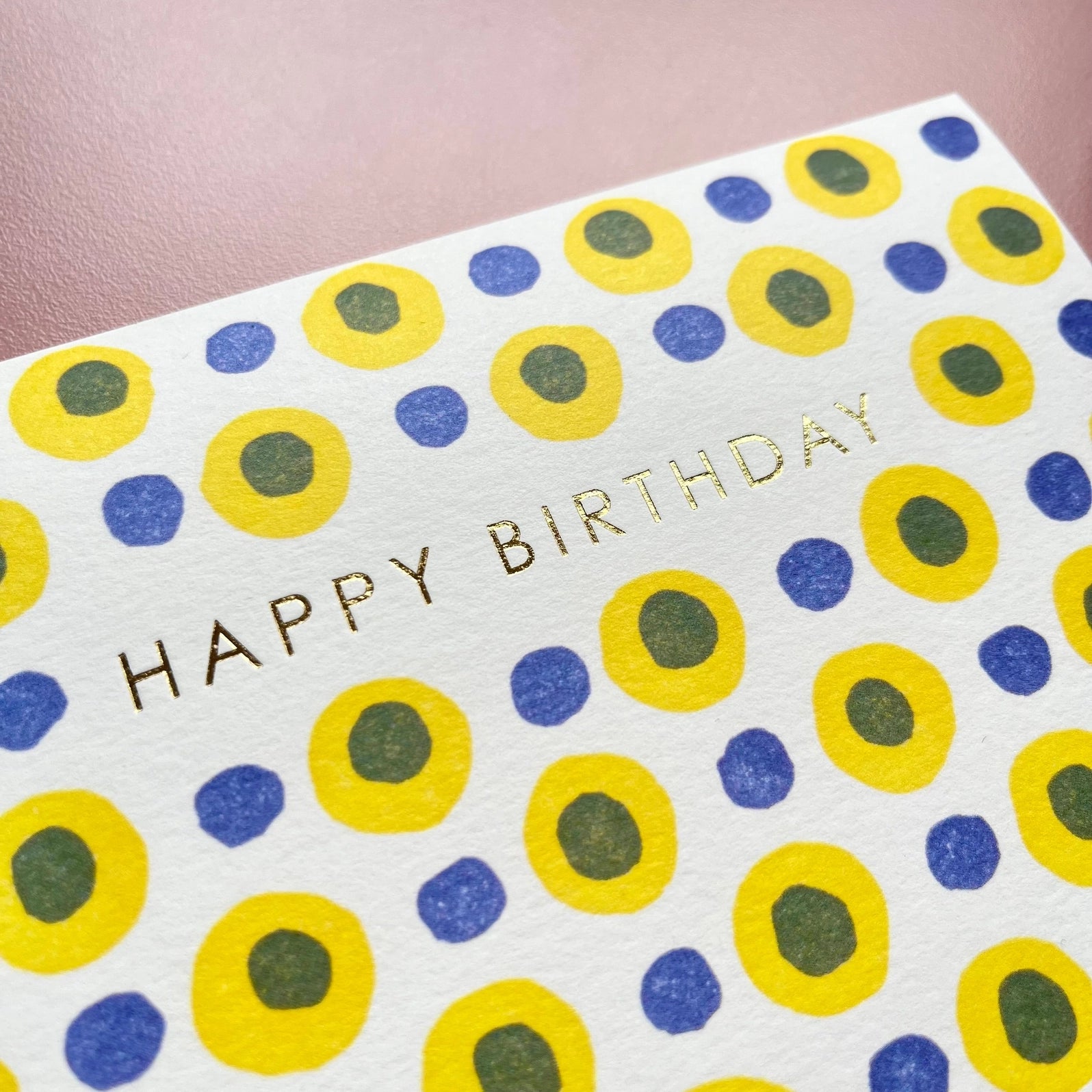 Happy Birthday Dots in Yellow and Blue
