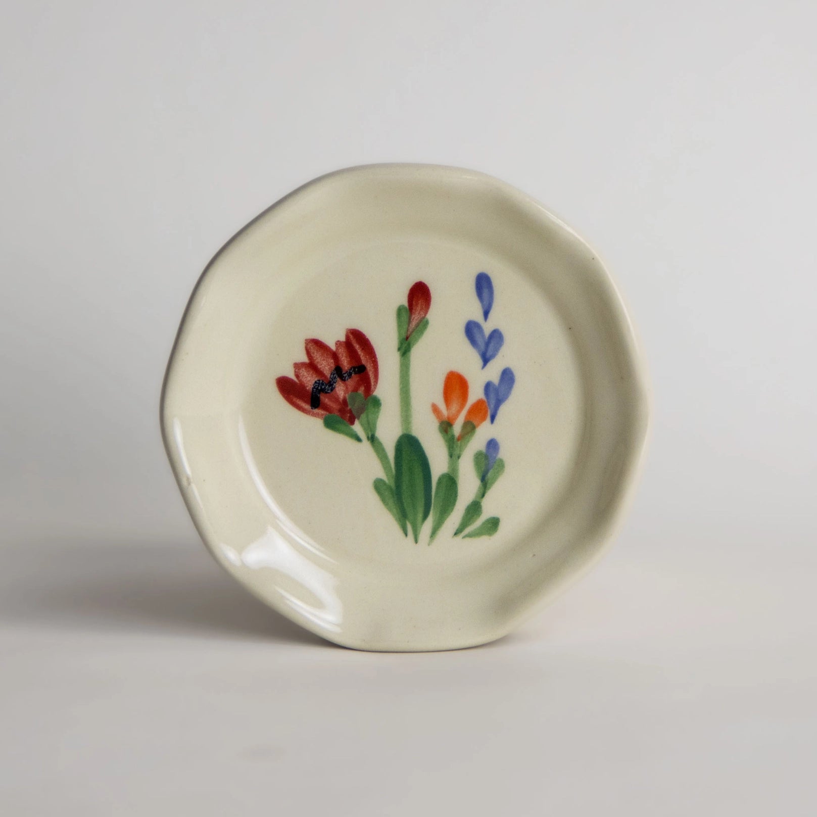 Oil Dipping Dish/Coaster/Bowl - Red Poppy